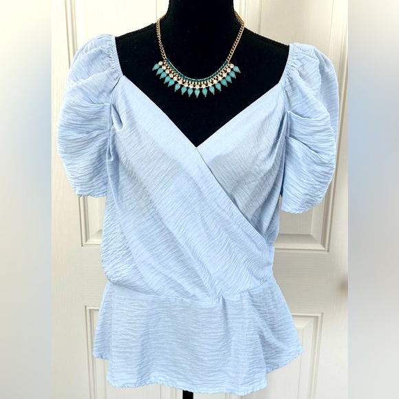 Meraki Soft Blue top with Puffed Sleeves, See listing for measurements XL - Picture 3 of 5